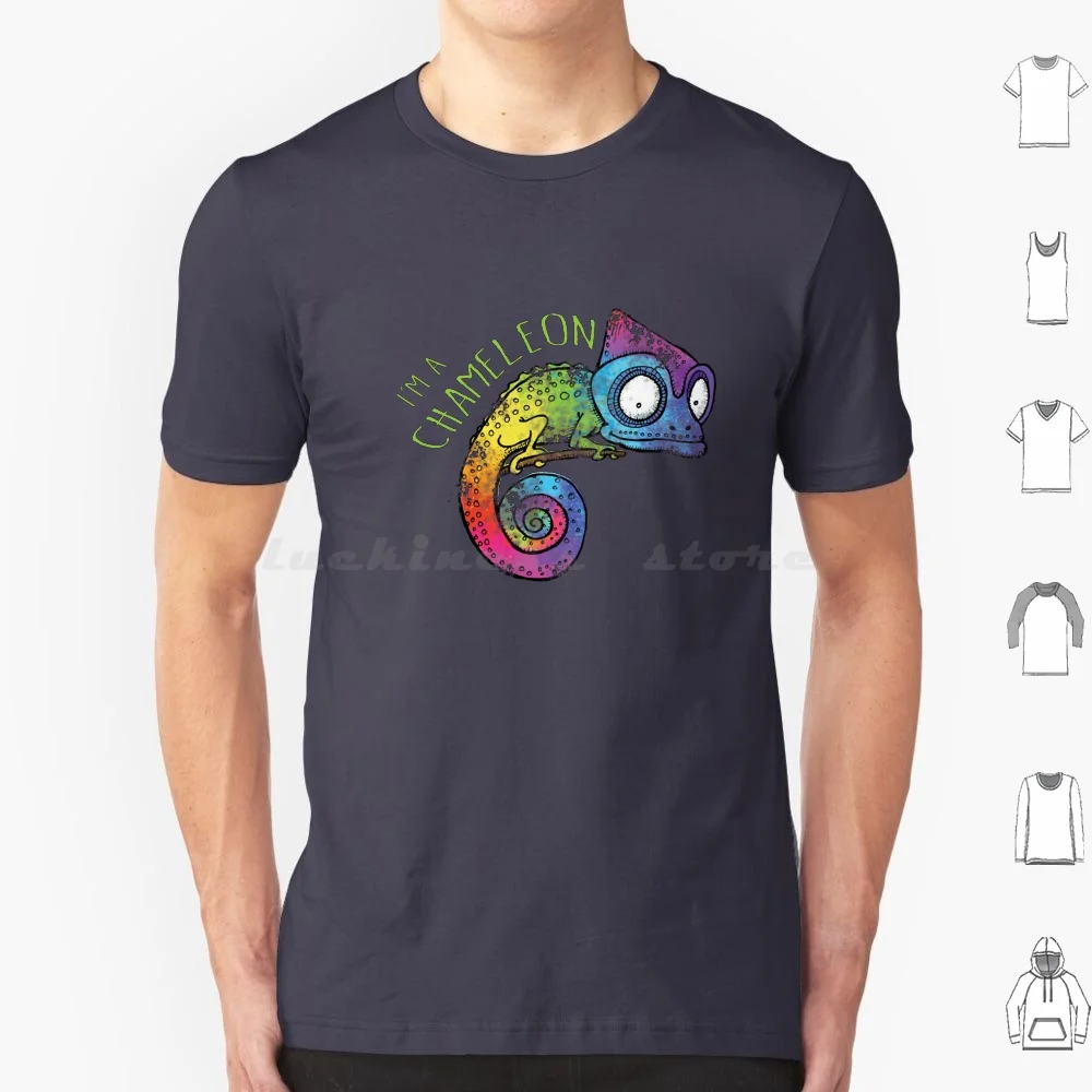 I'm A Chameleon-Weathered T Shirt Big Size 100% Cotton Im A Chameleon Rainbow Chameleon Chameleon Lizard Lizards Humor Funny