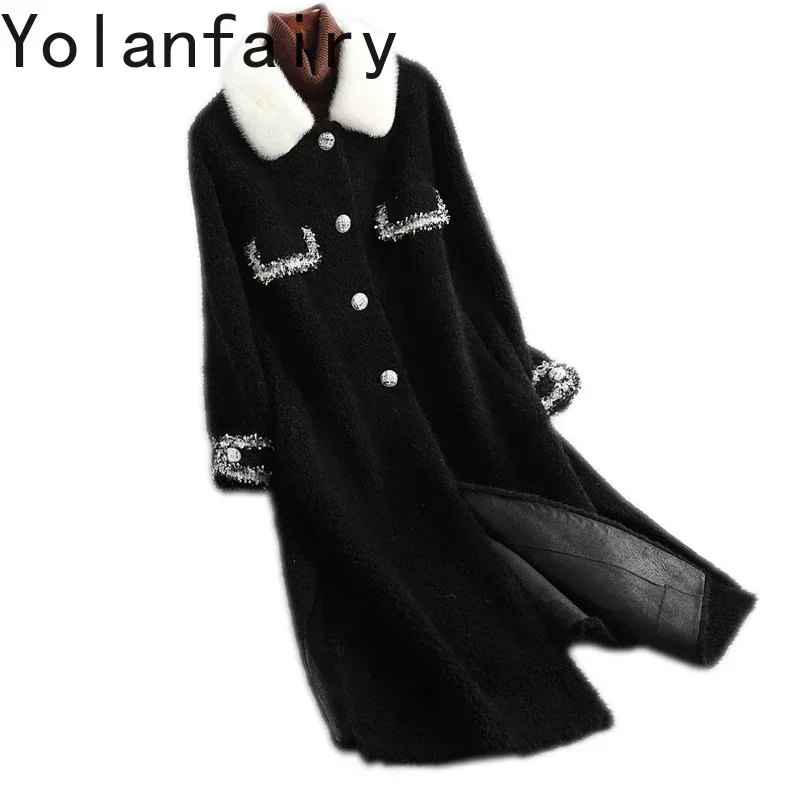 100% Genuine Wool Fur Coat Mink Fur Female Jacket Warm Women's Clothing Spring Autumn Women's Coats Zjt695