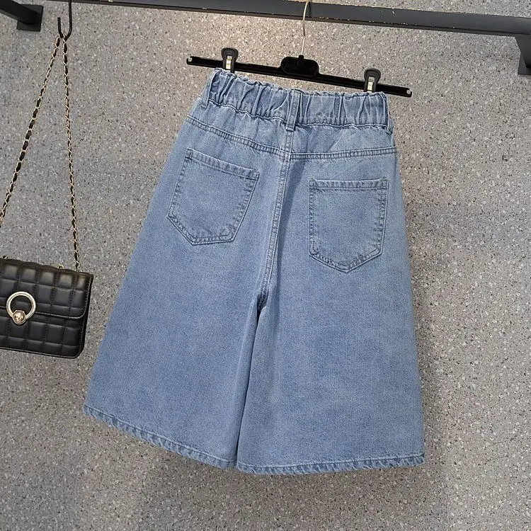 High Waist Wide Leg Loose Denim Shorts Women 2024 Summer New Arrivals Half Length Blue Color Jeans Shorts Korean Casual Jeans