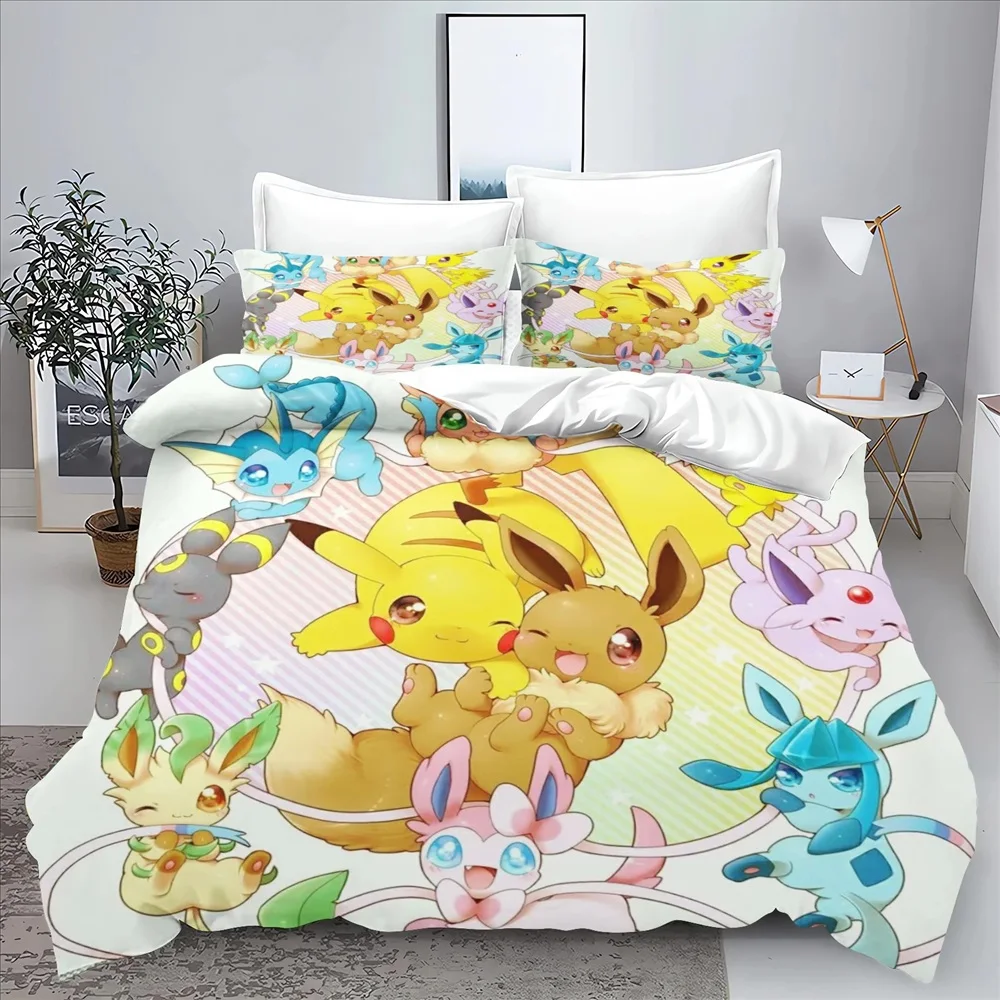 ポケモン3dプリント寝具セットかわいい掛け布団カバー大人の装飾子供の寝室誕生日またはクリスマスプレゼント3個