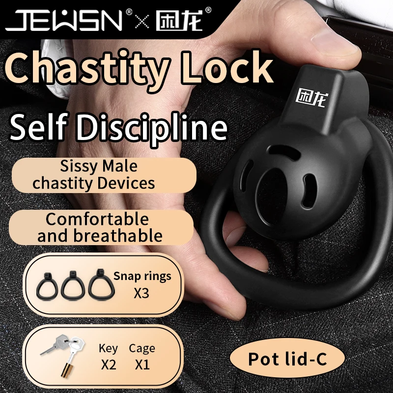 JEUSN Male Penis Chastity Cage Set Small Bird Chastity Cage Belt With Padlock Cock Ring Penis Lock Bondage Slave Man Sex Toy Gay