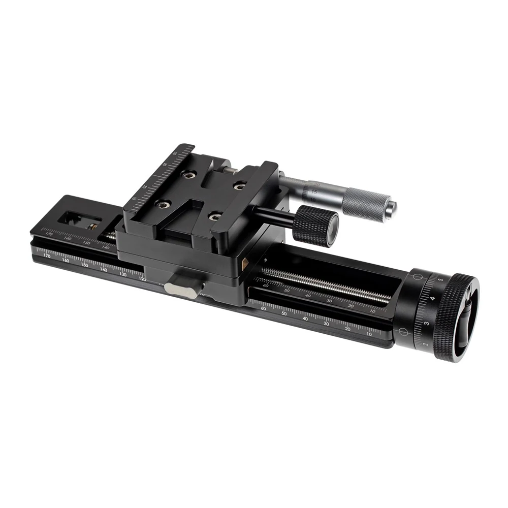 120mm Double Precision Photography Slide Micrometer Head - Aluminium Alloy Micro Trimming Guide Macro Focusing Rail Slider