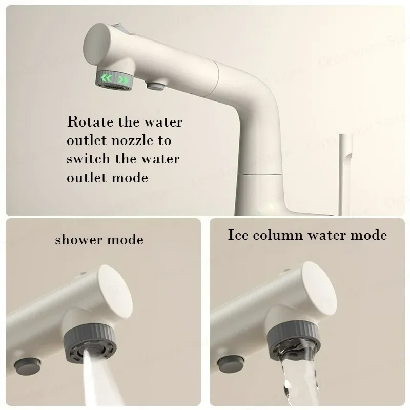 Smart Digital Temperature Display Pull out Sink Sprayer Faucet with Hot And Cold Water Saving Features for Bathroom Washbasin