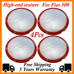 4Pcs High-end Texture New 133mm Hubcap For Fiat 500 Wheels Centre Hub Caps 68078419AC 68078421AC 51884863 Silver/Red Dust Cover