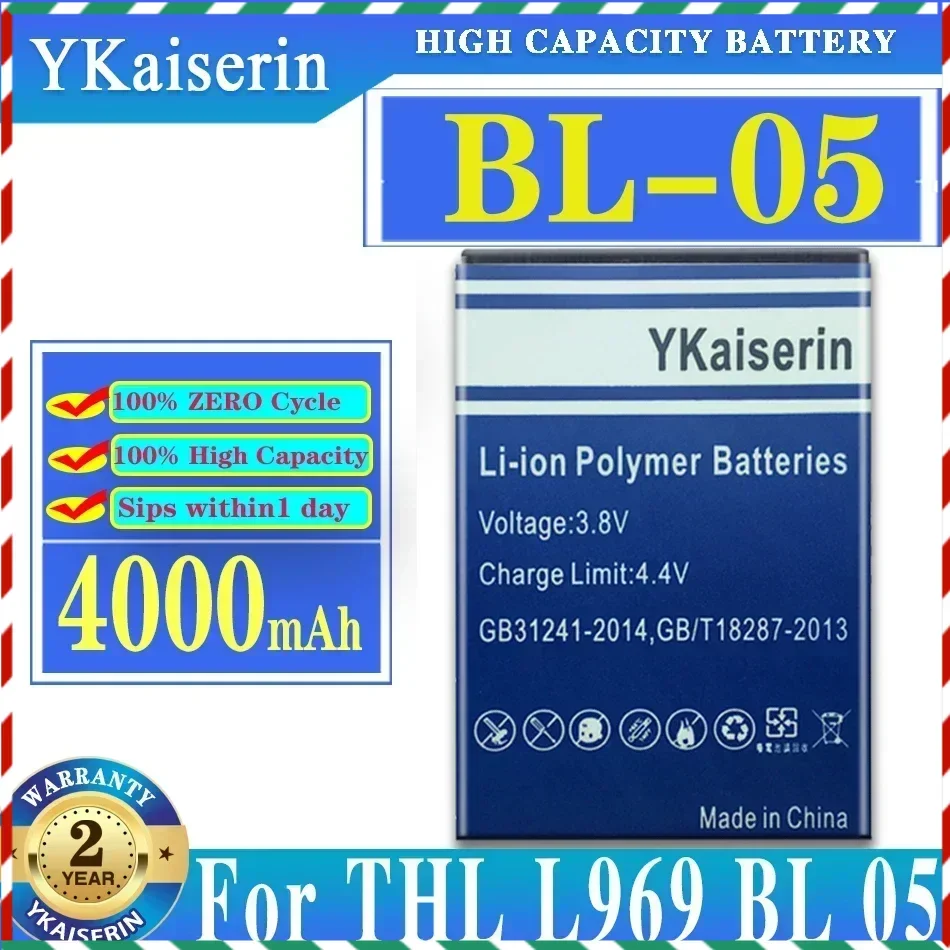 YKaiserin BL-05 4000 мАч, высококачественный аккумулятор для THL L969 BL 05, сменный аккумулятор, быстрая доставка