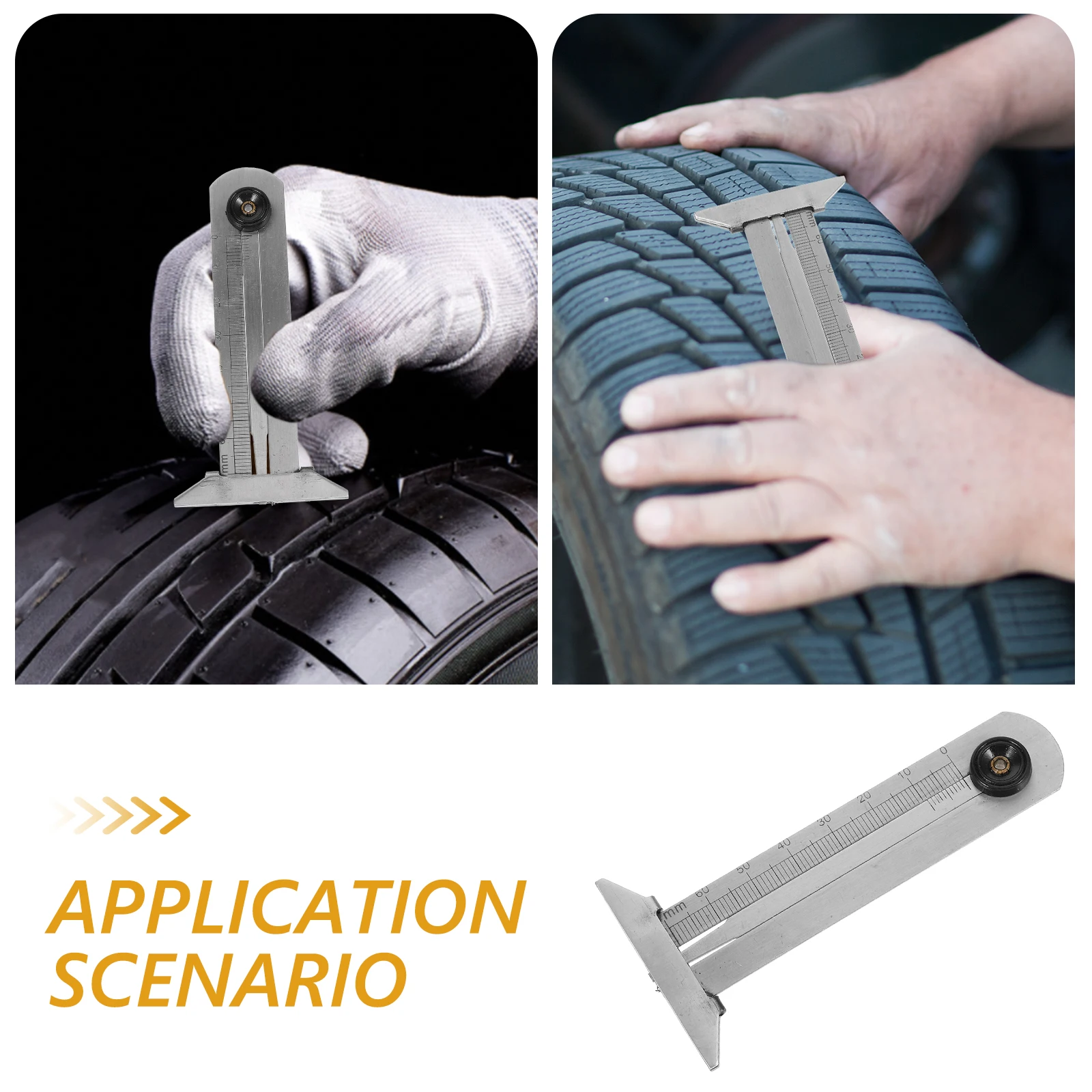 

Tire Tread Gauge 0-60mm Stainless Steel Car Bike Thread Car Tyre Tire Tread Depth Gauge Measuring Tool Portable Gauges