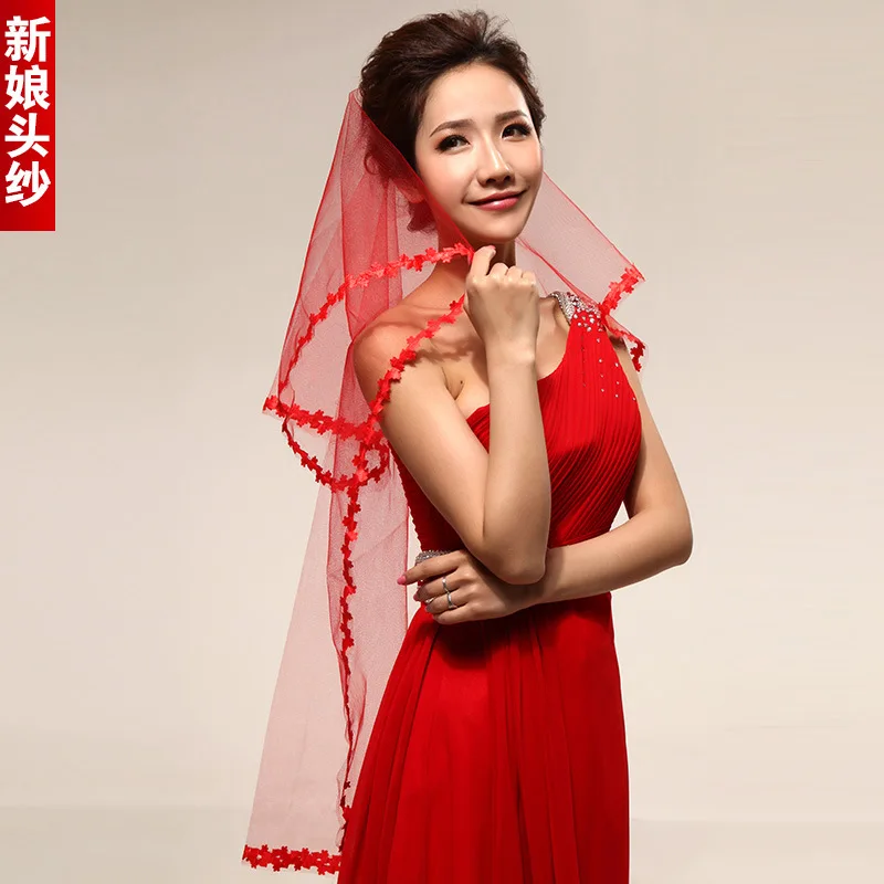 Meter Long Bridal Wedding Veil With Embroidery Lace Edge