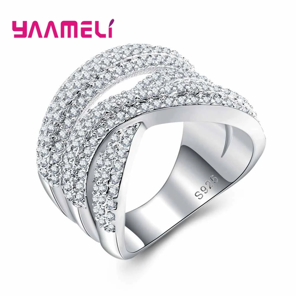 Hot Top Quality Fashion 925 Sterling Silver Rings For Women/Girls With Cross X Shape Elegant Casual AAA+ Valentine's Day Present