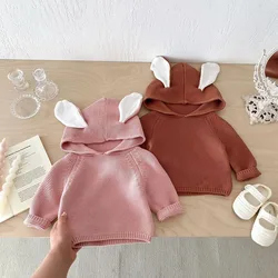 MILANCEL 0-3Y abbigliamento per bambini Bunny Ear Toddler Girls maglioni felpa con cappuccio maglieria Cute Boys maglioni Pullover lavorato a maglia