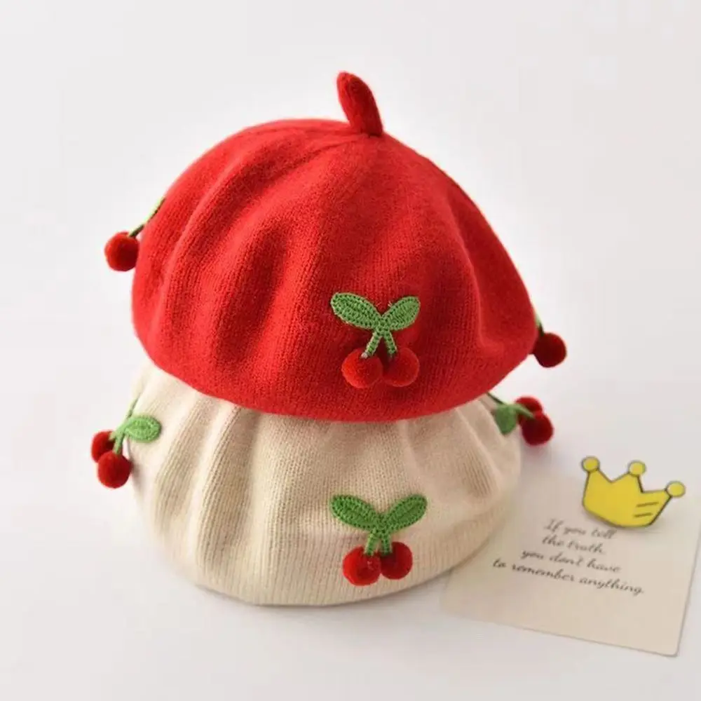 

Warm Hat Knit Bonnet Baby Beret Hat Fashion Cute Kids Knitted Hats Infant Hat Flat Hat Artist Painter Cap Newborn Toddler