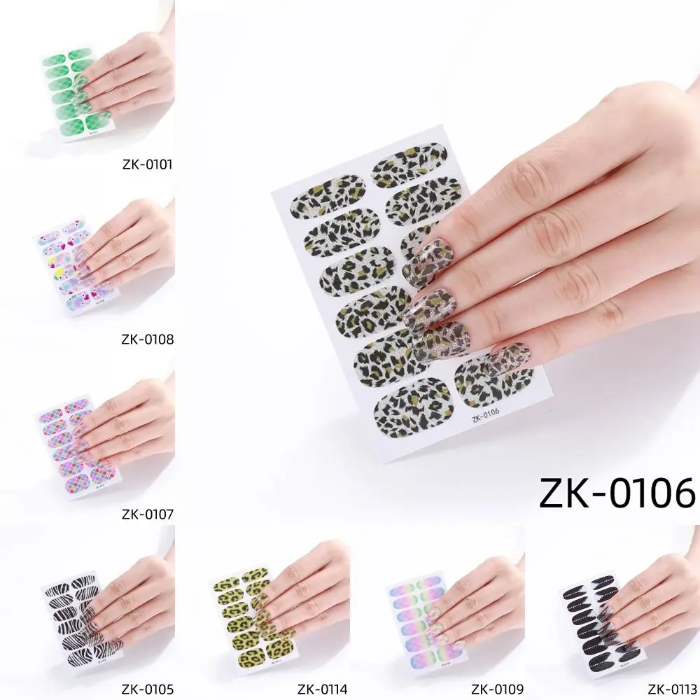 Easy To Removal 12Strips Gel Nail Stickers Semi Cured Full Cover Gel Nail Polish Strips Nail Art Stickers DIY Nail Art Making