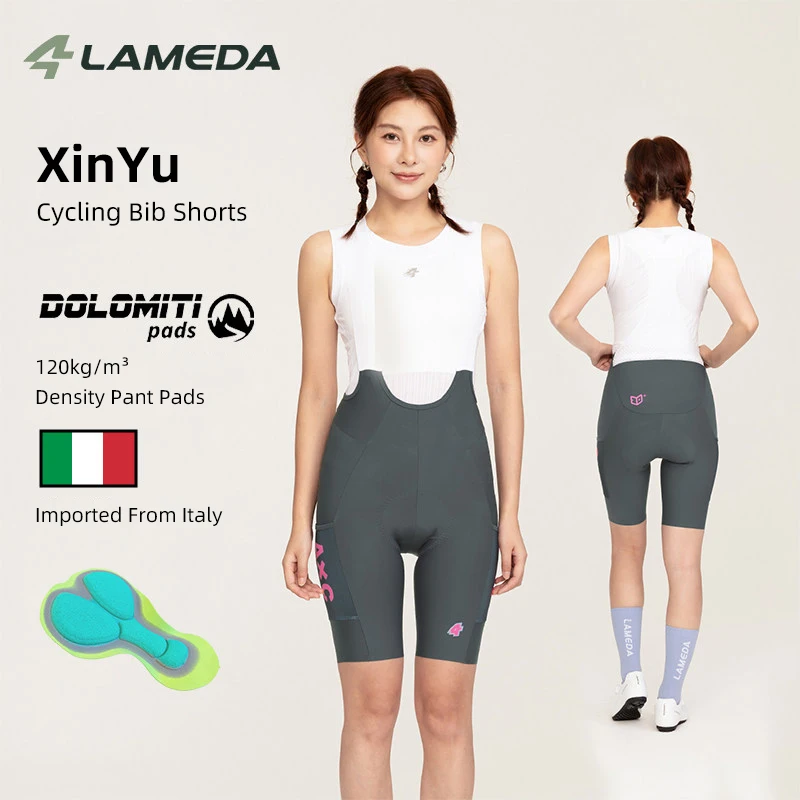 

LAMEDA Cycling Bib Shorts for Women High Elasticity Breathable for Spring/Summer with Pockets for MTB Road Bike Bib Short