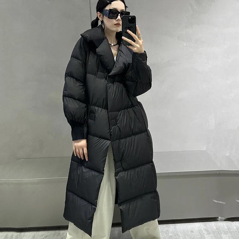 Female Overcoat 2024 New Loose Fashion Women Down Jacket Winter Warm Lapel White Duck Down High Quality Women Down Jacket H130