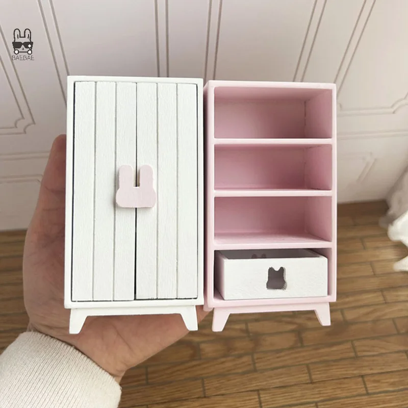 1:12 Dollhouse Miniature Wardrobe Storage Cabinet Multi-layer Lockers Model Furniture Decor Toy Doll House Accessories