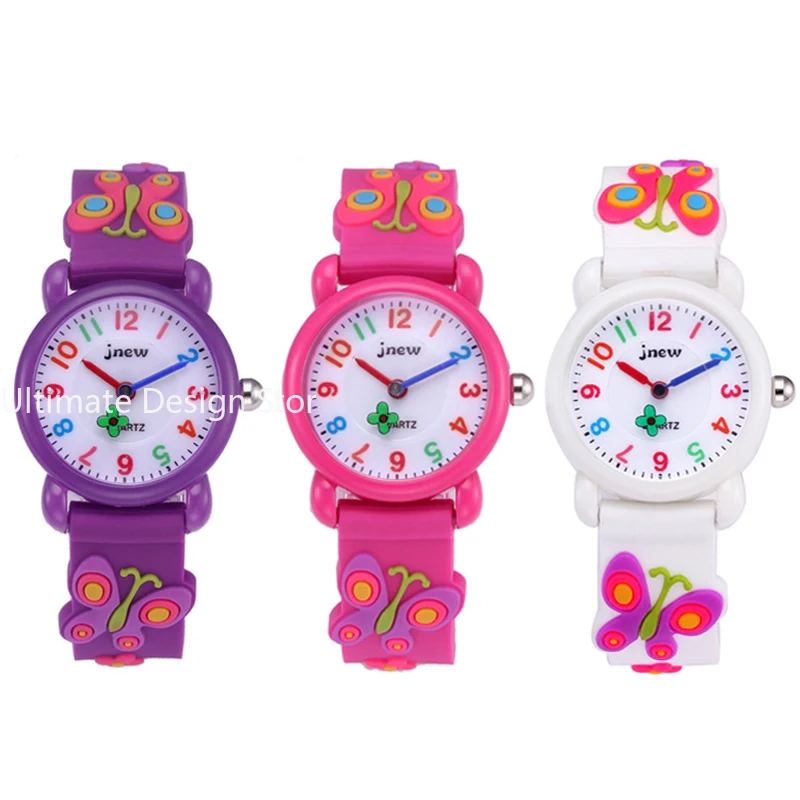 Zegarek dla dzieci 3D Cartoon Butterfly Gumowy zegarek kwarcowy Student Girls Kolorowe urocze zegarki Chłopcy Prezent Zegar Relogios