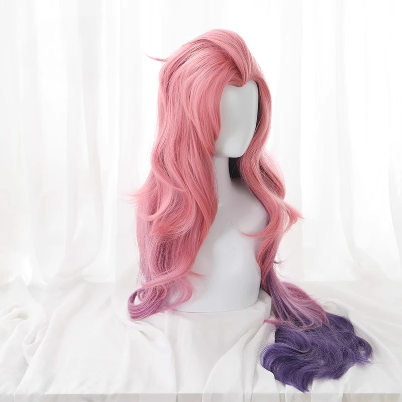 Jeu LOL KDA Seraphine Singerr Cosplay perruque rose violet dégradé ondulé cheveux longs Cosplay Costume Doujin cadeaux