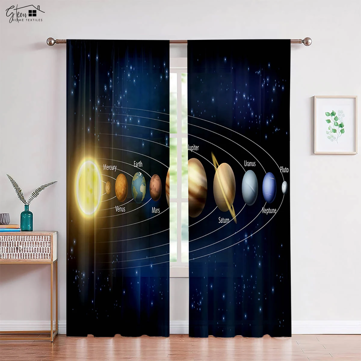 

Cosmic Starry Sky Planet Printed Curtains Suitable For Bedroom Living Room Study Room Decorative Curtains Home Decoration 2 PCS