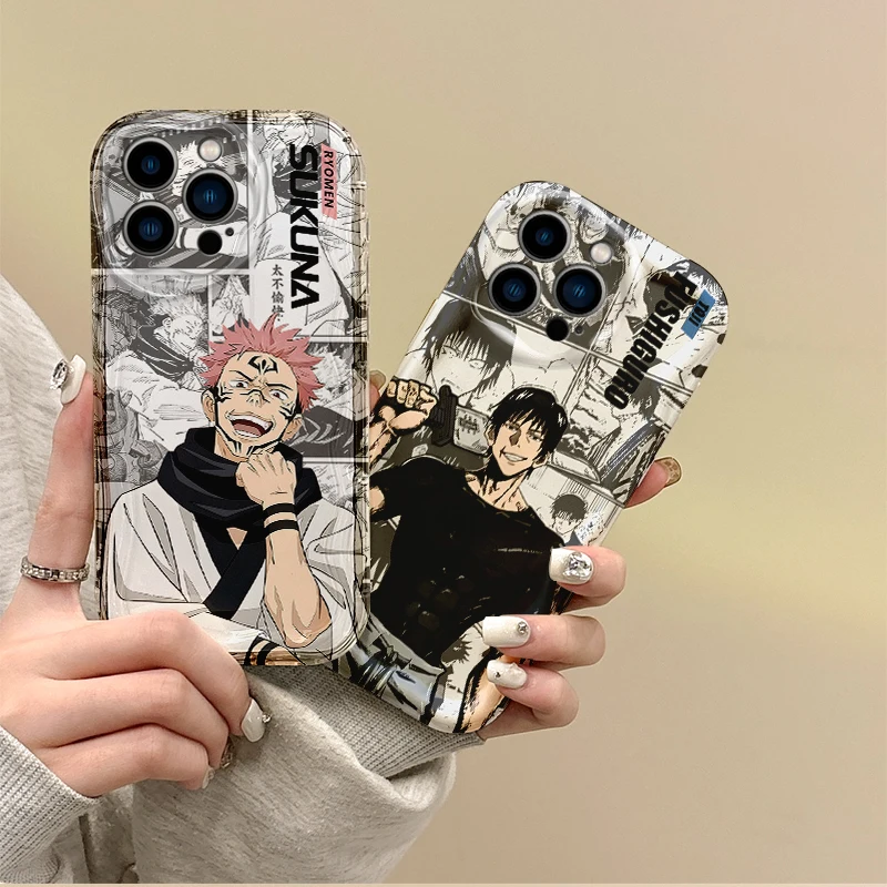 Cool Jujutsu Kaisen Itadori Yuji Anime Phone Soft Case for iPhone 16 15 14 ProMax 13 12 11 8 7 Plus X XR XS Max Shockproof Cover