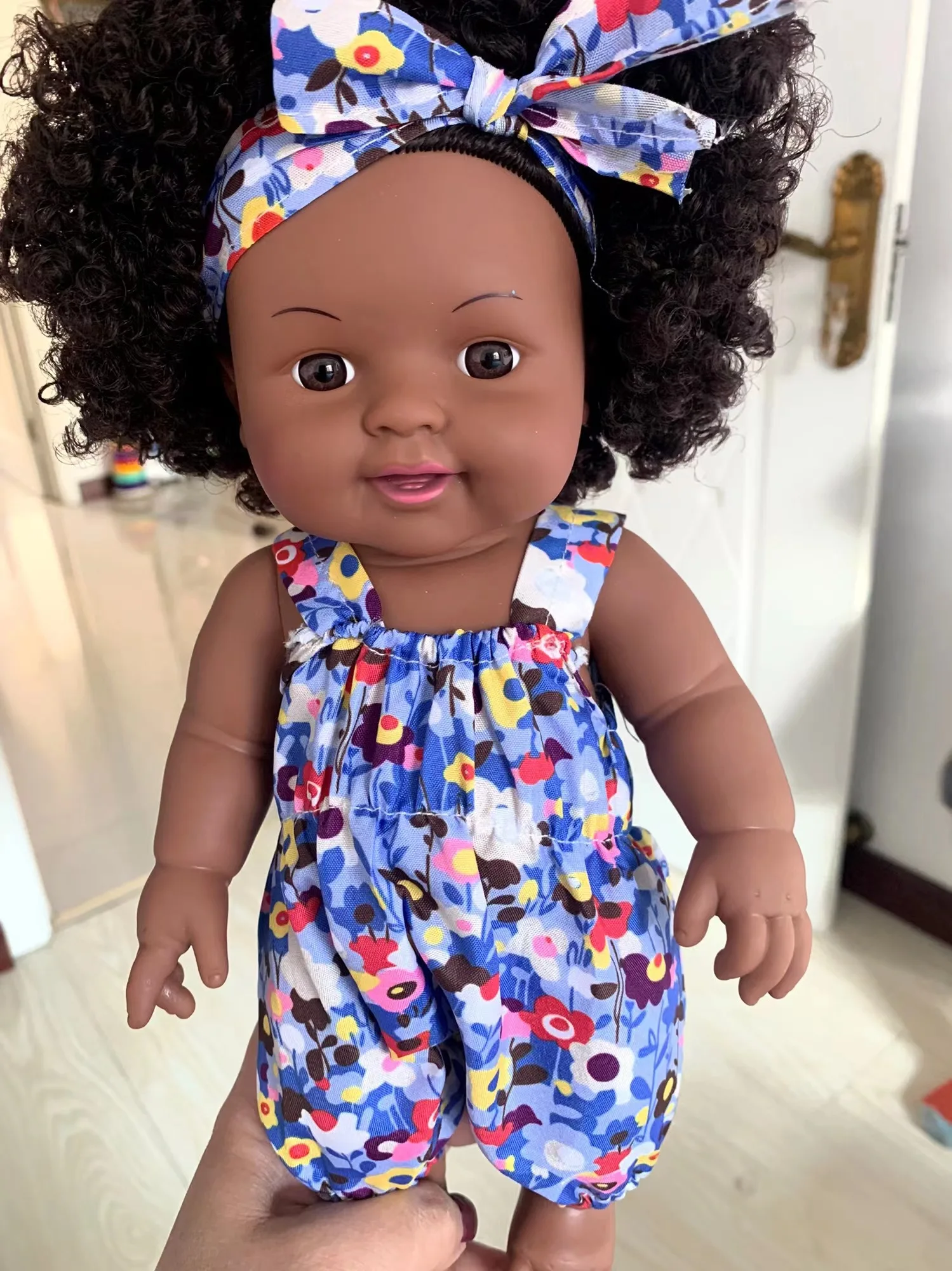 Bebe Reborn Dolls -30CM African Smile Reborn Black Doll Bath Play Full Silicone Vinyl Baby Dolls Lifelike Newborn Baby Gift