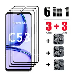 6 In 1 For Realme C53 Glass Tempered Glass Realme C53 Glass Full Cover Screen Protector Camera Film Realme C53 Glass