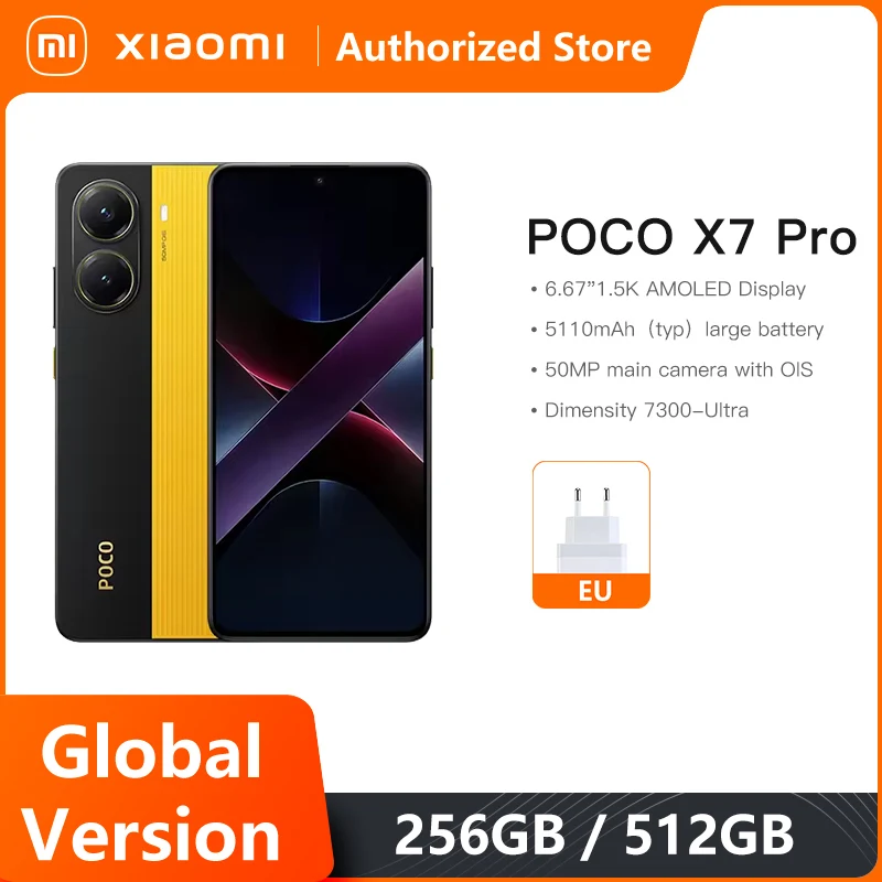 الإصدار العالمي للهاتف الذكي POCO X7 Pro الأبعاد 8400-Ultra 6000mAh 90W HyperCharge 6.67 بوصة شاشة AMOLED Xiaomi HyperOS 2 NFC