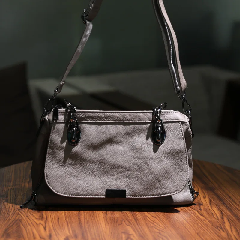 Genuine Leather Bag For Women, Trend Good Quality Commuter Single Shoulder Crossbody Portable Bag Ladies Soft Leather Handbag