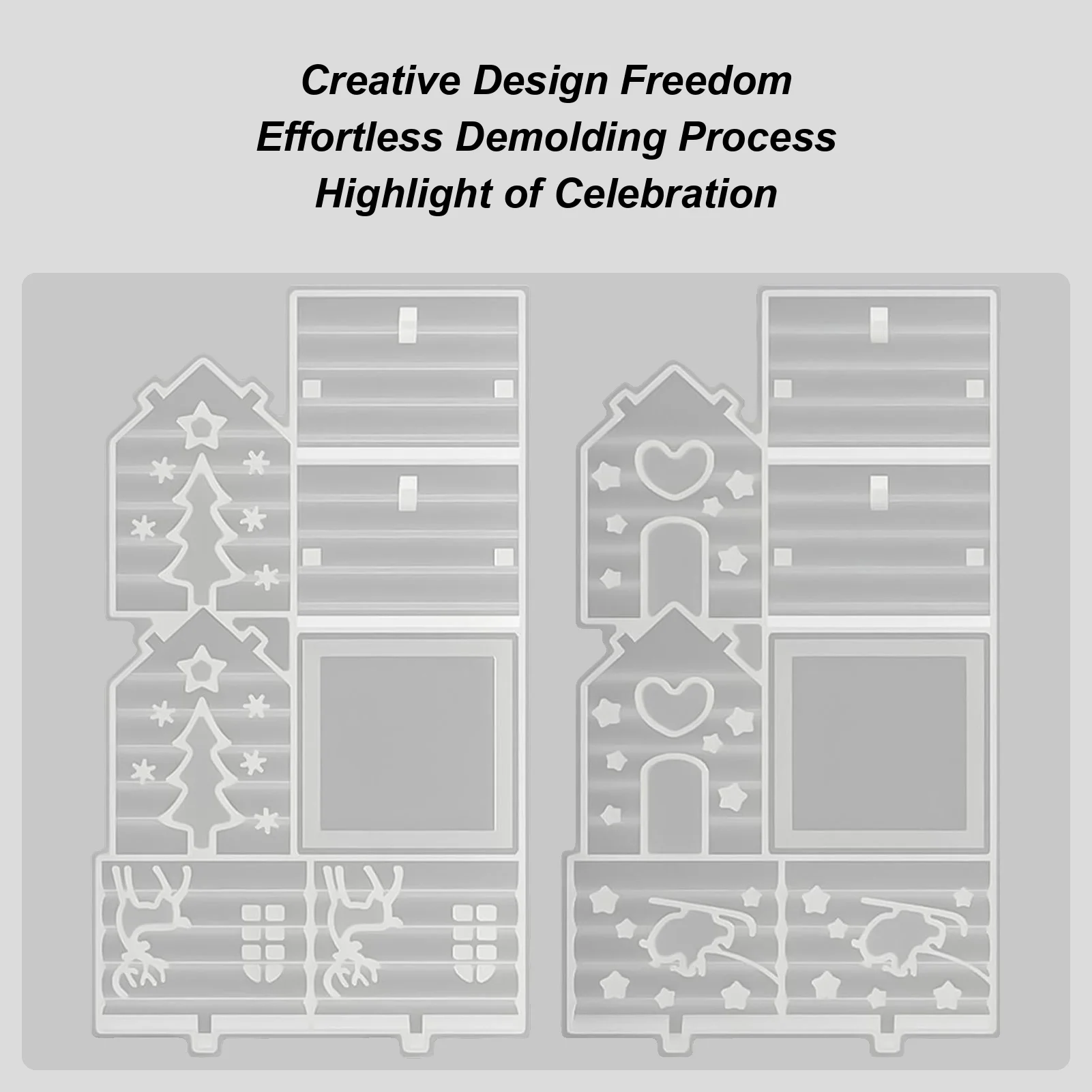 Silicone Candle Molds Christmas House Night Light Silicone Molds Non-Stick Night Lamp Maker For Wax Plaster Clay Fondant Study