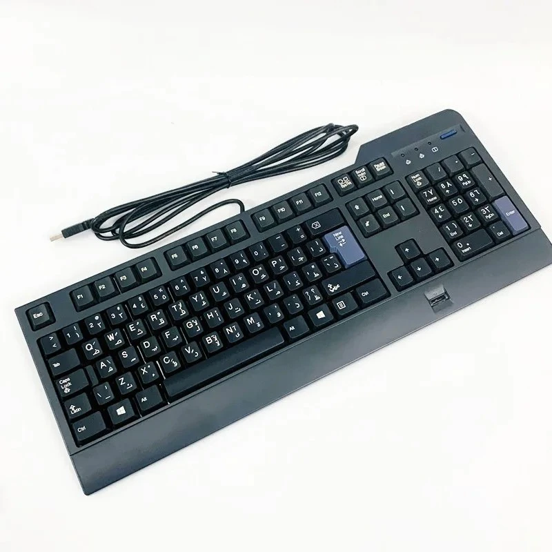 

Arabic layout USB wired fingerprint identification keyboard for Lenovo kuf1256 keyboard compatible windows10 8 7 windows hello