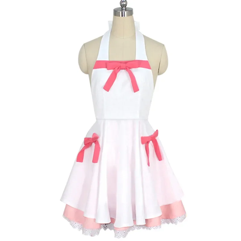 Anime Bakemonogatari Kostuum Oshino Shinobu Cosplay Kostuum Cartoon Vrouw Lolita Wit Roze Jurk Halloween Cosplay Kostuum