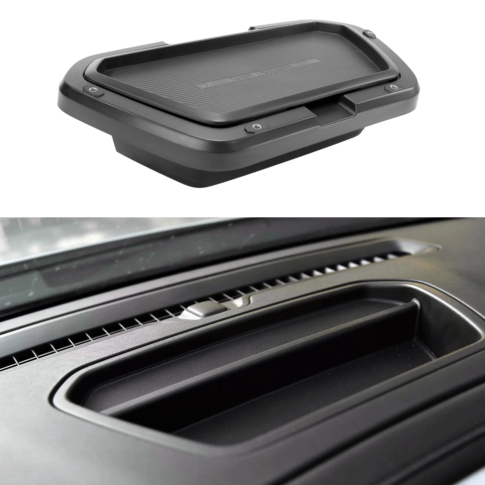 Für Chevrolet Silverado 2019 2020 2021 - 2023 Doppel-Handyhalterung Auto Doppelschichtige Armaturenbrett-Aufbewahrungsbox Verstecktes Fach Organizer – Detail 2