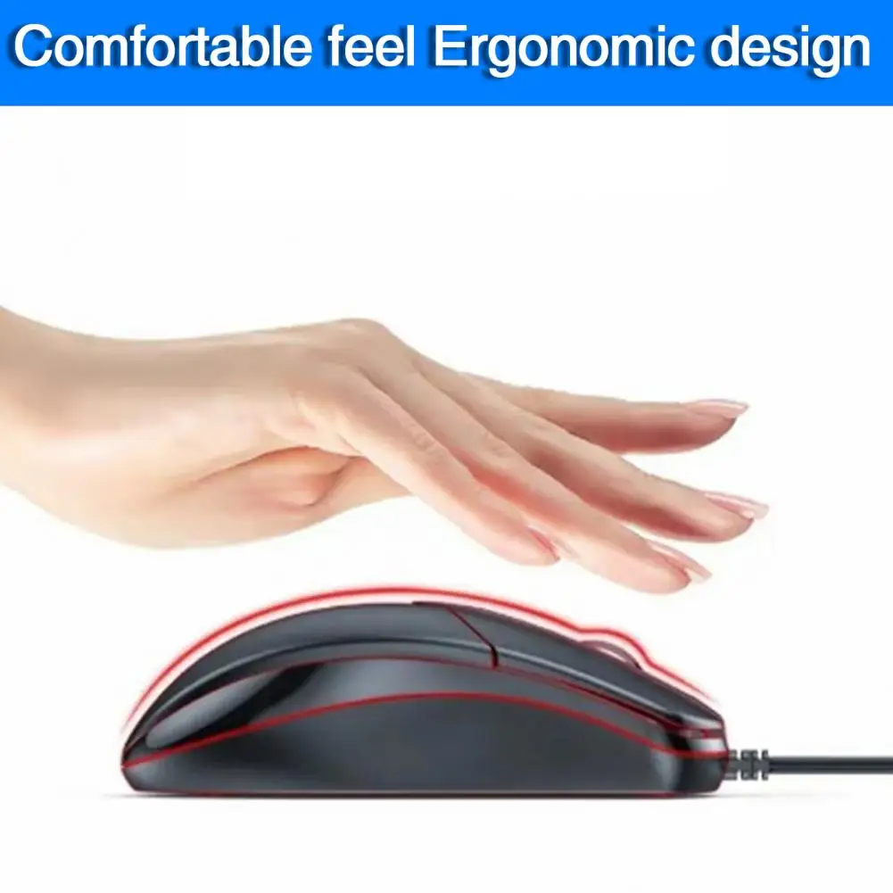 Computer Mouse Ergonomic Usb Wired Gaming Mouse with 3 Buttons Low Latency Optical Mice for Pc Laptop Accessories 1000dpi Plug