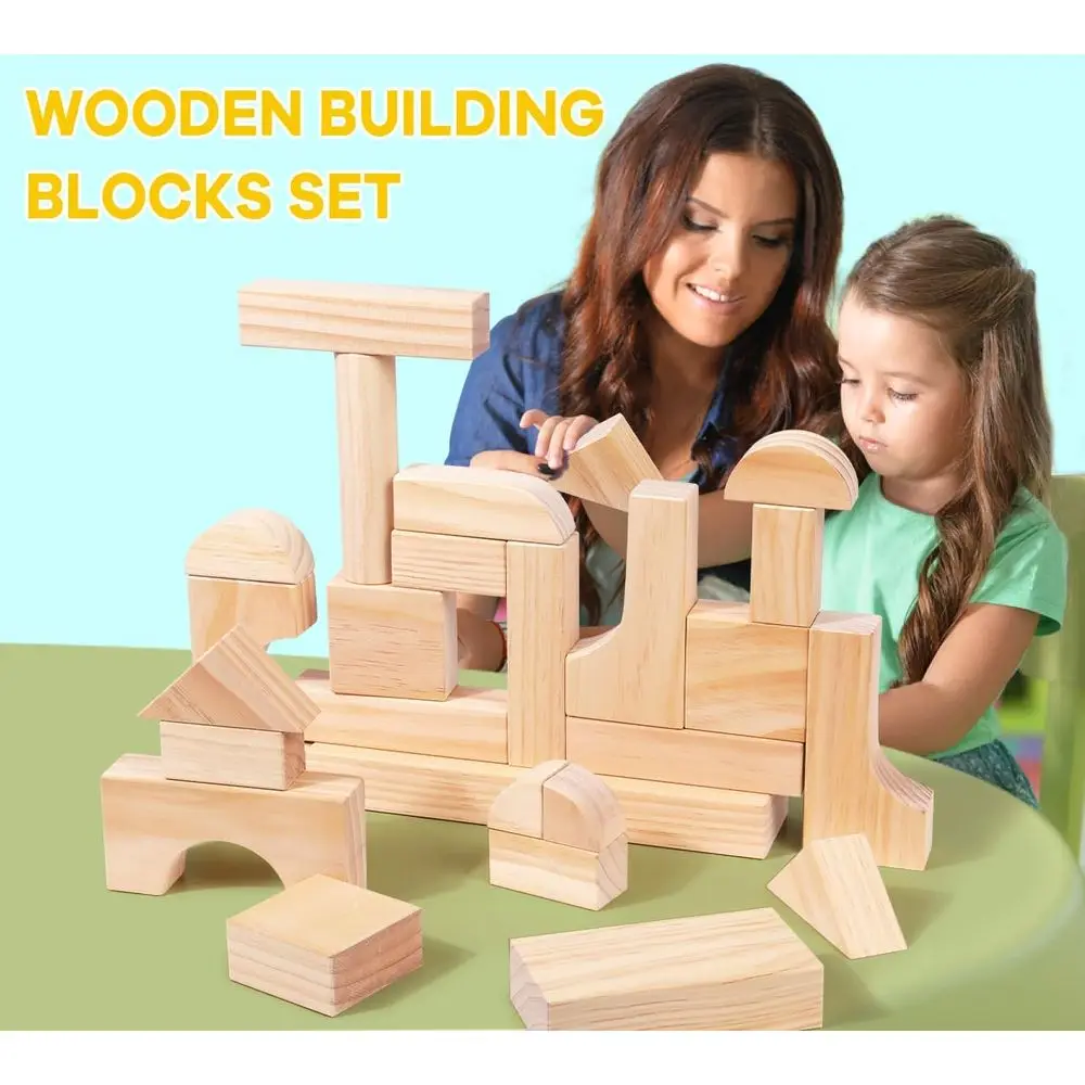 ชุดตัวต่อไม้ธรรมชาติ 64 ชิ้น พร้อมที่เก็บ สำหรับเด็กเล็ก 3 ปีขึ้นไป |   ของขวัญของเล่นเพื่อการศึกษาสำหรับเด็กชายและเด็กหญิง