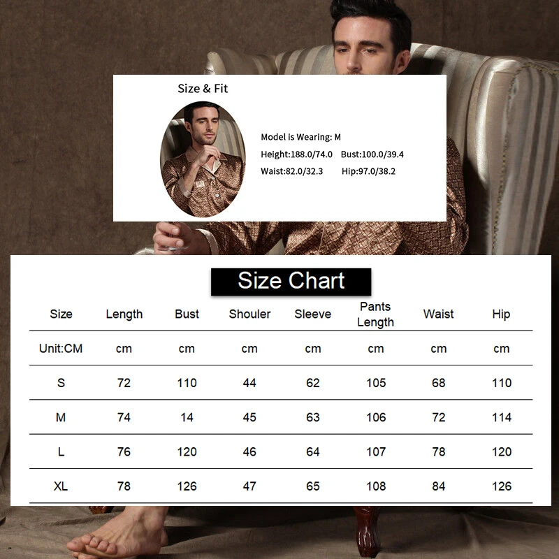 Men\'s Casual Satin Pajamas Autumn Winter Long Sleeve Lapel Collar Tops & Pants Sleepwear 2 Piece Man Pyjama Loungewear Pj Sets