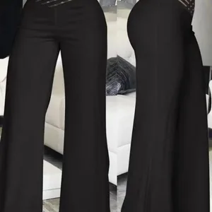 Frauen Larga verbrannte Hosen lässige Freizeit lässig Pure Cruzado Mesh Patching High Taille Hosen Y2K Streetwear Elegante Hosen bei der Arbeit 6 Hauptverkaufsnetzwerke - №1