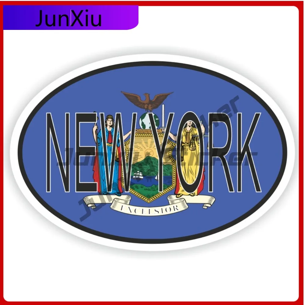 

New York Oval Sticker With National Flag Badge Sticker Decorative Funny Car Decoration Accessories For Decals Motorcycle Sticker