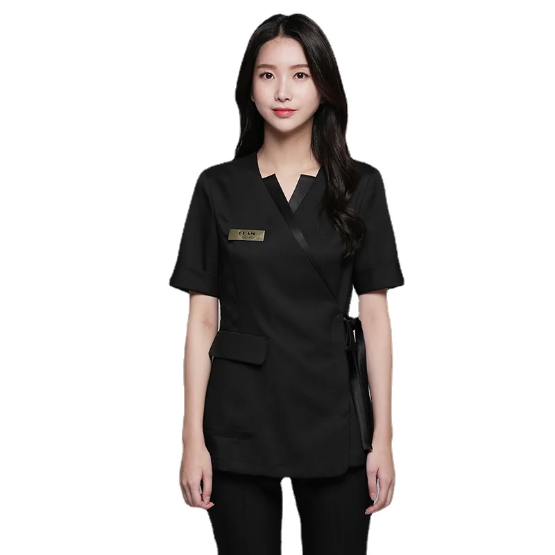 

High Quality Spa Uniform Women Nail Salon Massage Therapist Tunic Beautician Uniforms Waitress Restaurant