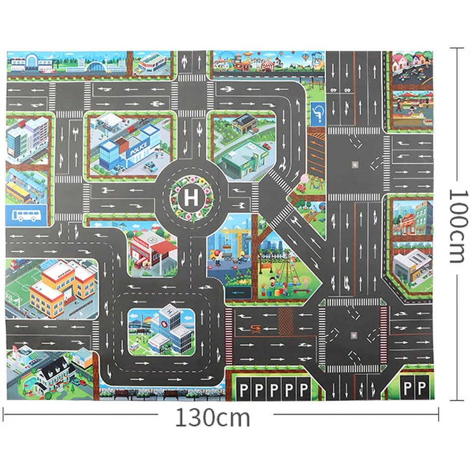 Cartoon City Traffic Rug Baby Play Mat Road Carpet 6 Toys Cars Children Christmas Birthday Party Gift Playmat Educational Mat