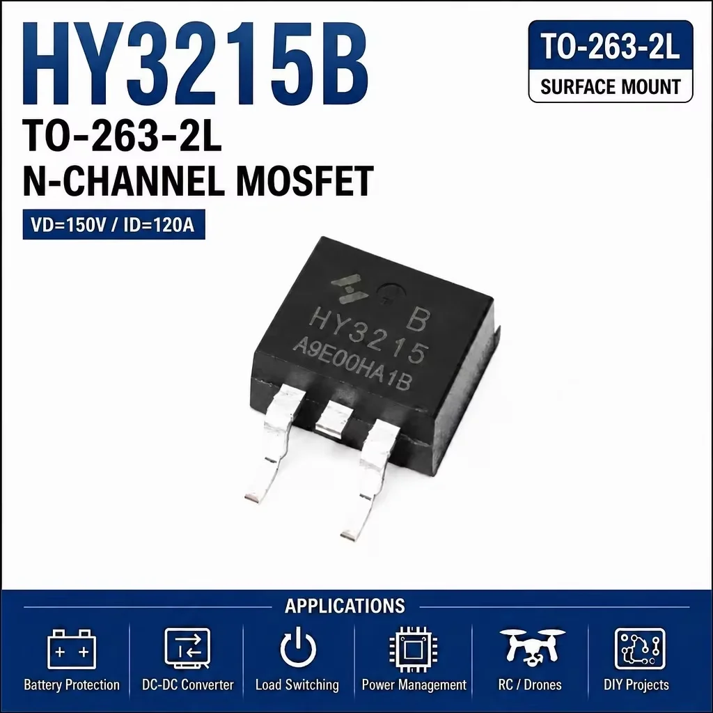 (10 pcs) HY3215B TO-263-2L (Marking HY3215) - N-Channel MOSFET 150V 120A 15mΩ
