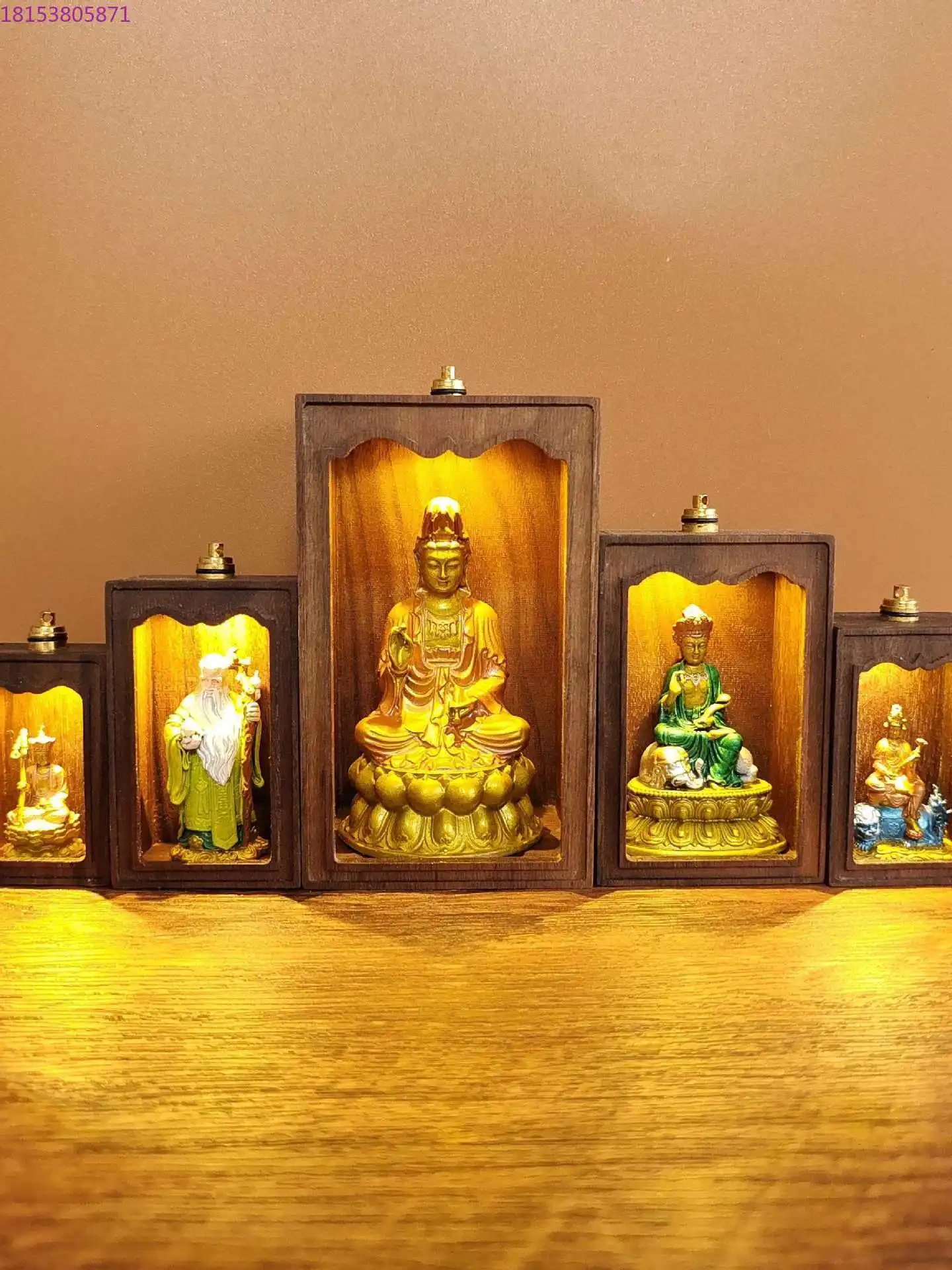 

Handmade Gizang Guanyin Buddha Mini Shrine with Light