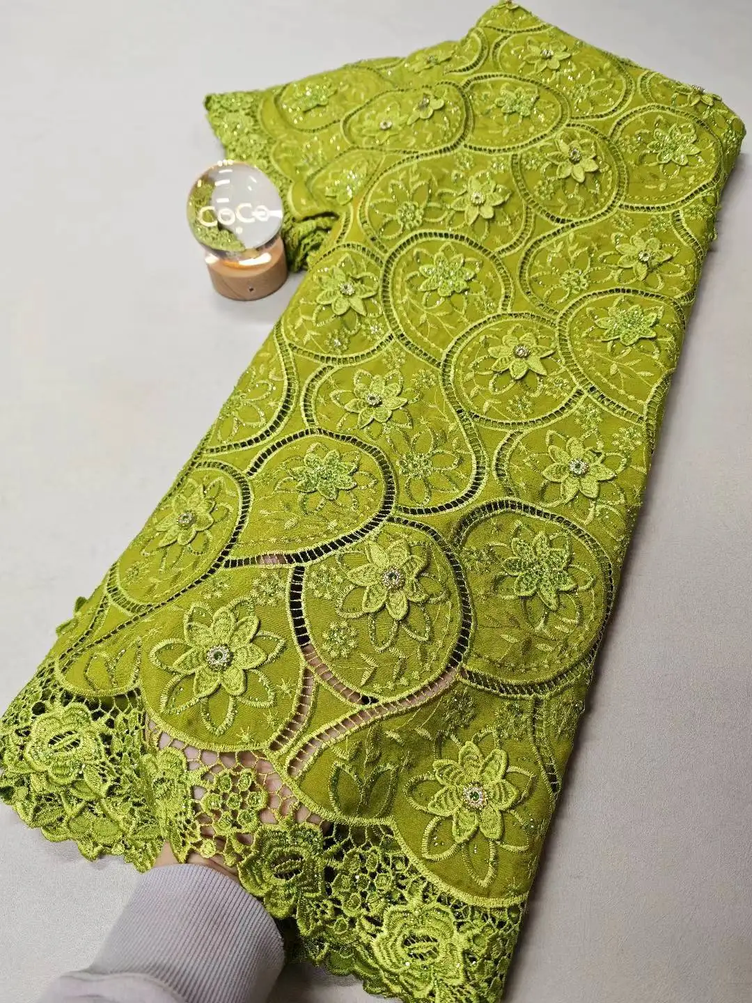 

2025 Africa Nigerian Sequins for Wedding Dress Chiffon Tulle Lace Fabric High Quality Party Guipure Sewing cotton 5Yard XL142