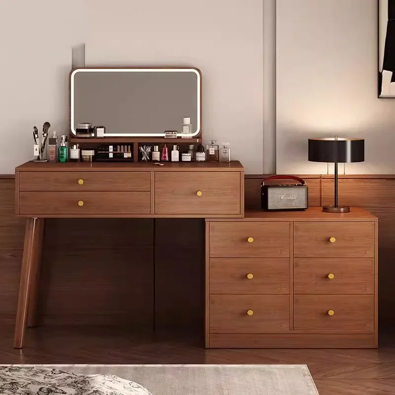 منضدة الزينة الخشبية رف خشبي طاولة الغرور تخزين خمر غرفة نوم ماكياج مكتب كرسي خزانة Comoda Para Quarto أثاث المنزل #3