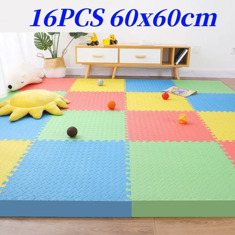 Tatame matras permainan bayi, alas bermain Puzzle tebal 1.2cm 60x60cm 16 potong untuk aktivitas bayi Gym