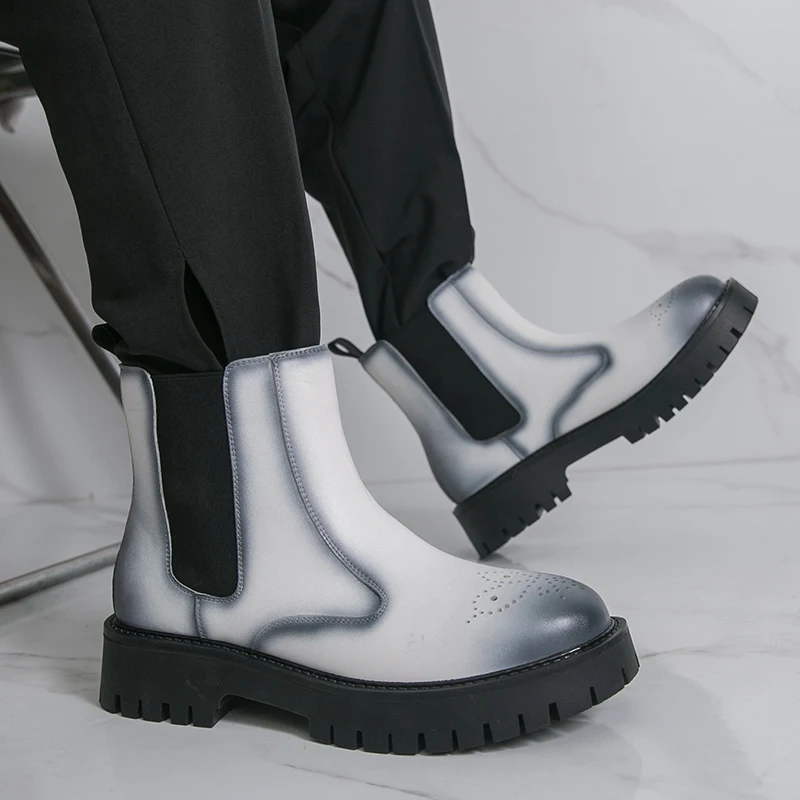 جودة المطاط وحيد الأحذية الجلدية عارضة الأزياء النمط البريطاني رجال الأعمال الأحذية العلامة التجارية في الهواء الطلق سميكة سوليد الراحة المشي التمهيد