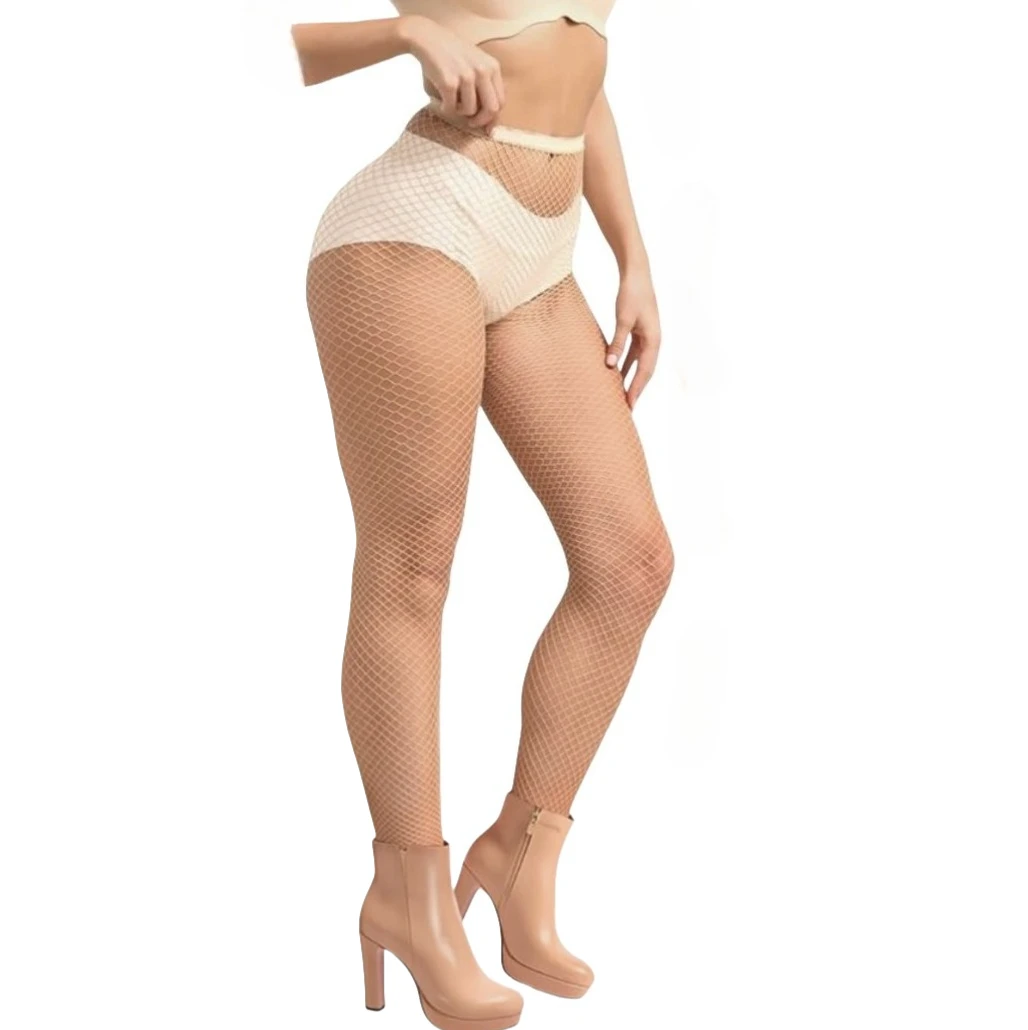 

Erotic Dance Wear Tights Solid Color Mesh Pantyhose High Waisted Bodystockings Beige Red Pink Purple Black Green Fishnet Hosiery