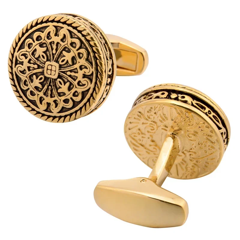 

Carved Antique Gold Silver-color Greek Royal Pattern Cufflinks Banquet Suit Shirt French Cuff Links High-end Men's Jewelry Gifts