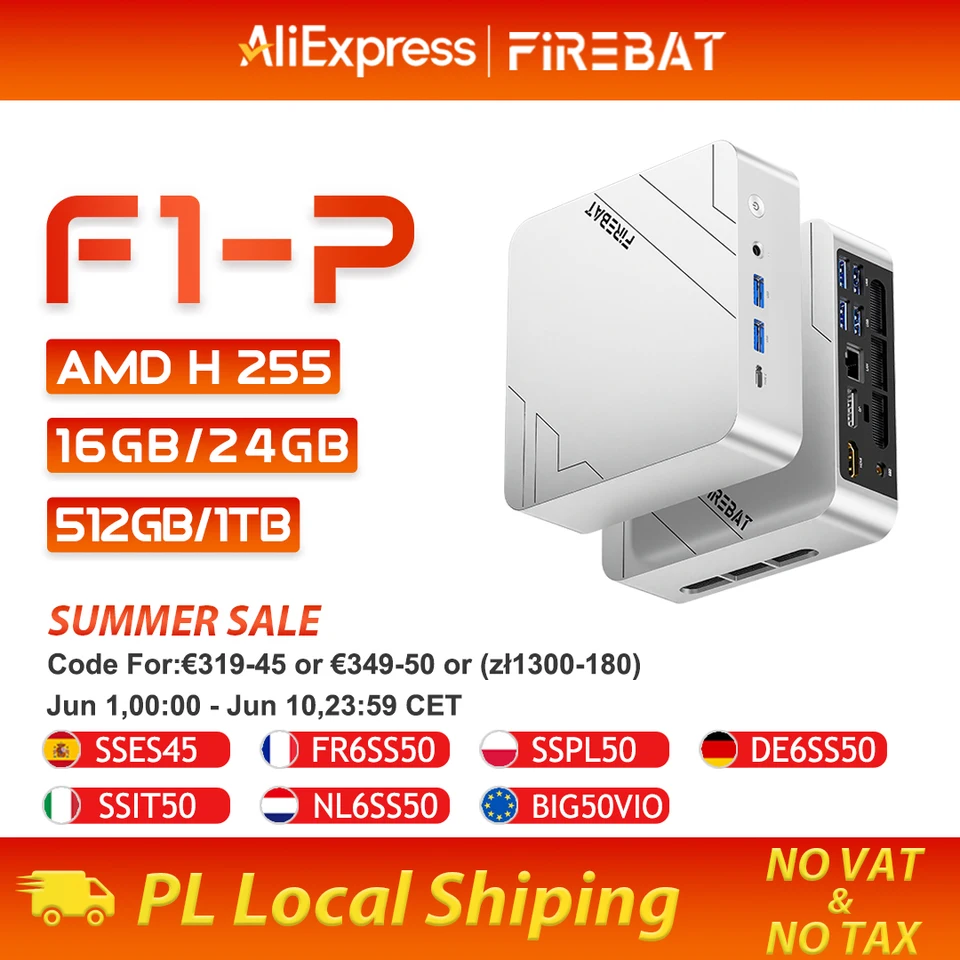 Firebat Mini PC F1 P AMD Ryzen 7 H 255 DDR5 16GB 24G 512GB 1TB SSD