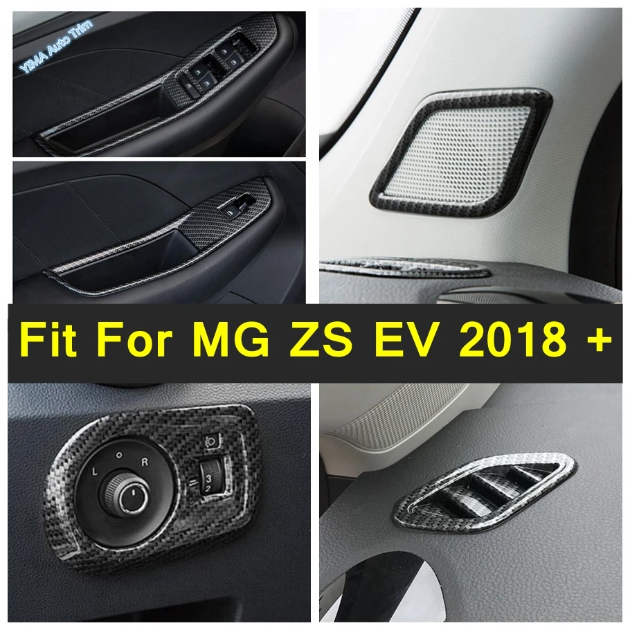 

Dashboard Air Outlet / Window Lift Button / Pillar A / Head Lights Switch Cover Trim Carbon Fiber Look For MG ZS EV 2018 - 2023