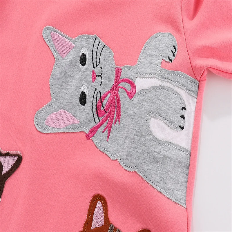 Jumping Meters 2-12T Princess Girls Dresses Cats Embroidery Autumn Spring Baby Clothes Party Gifts Birthday Frocks Costume