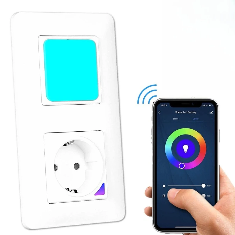 

Doodle smart home socket wifi remote control timing night light RGB German voice