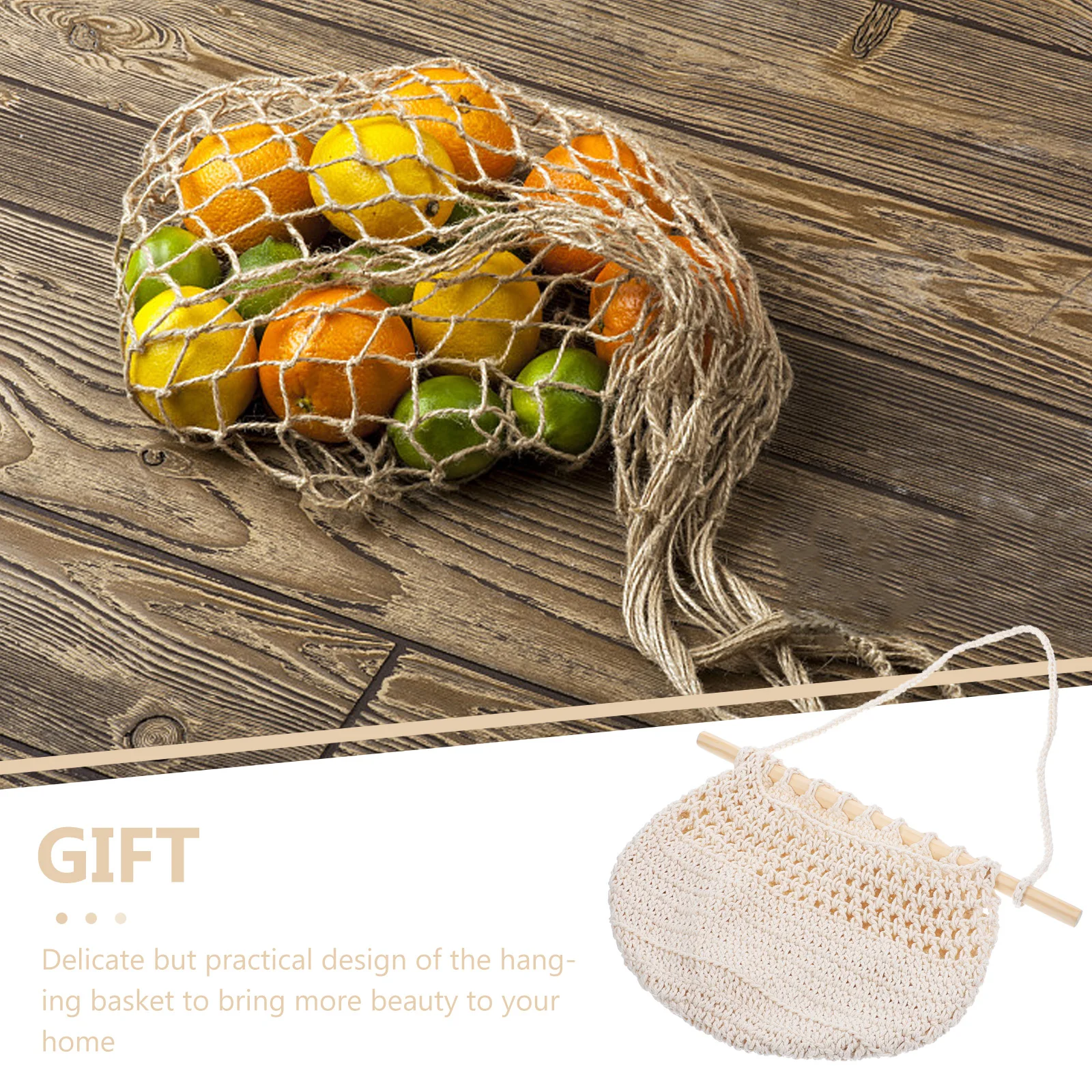 

Fruit Net Bag Storage Baskets Bohemian Hanging Wall Kitchen Rattan Woven Fruit Vegetable Produce Basket Home Dining Room